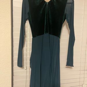 Beautiful dark green dance costume,costume reignstones and flower attachment